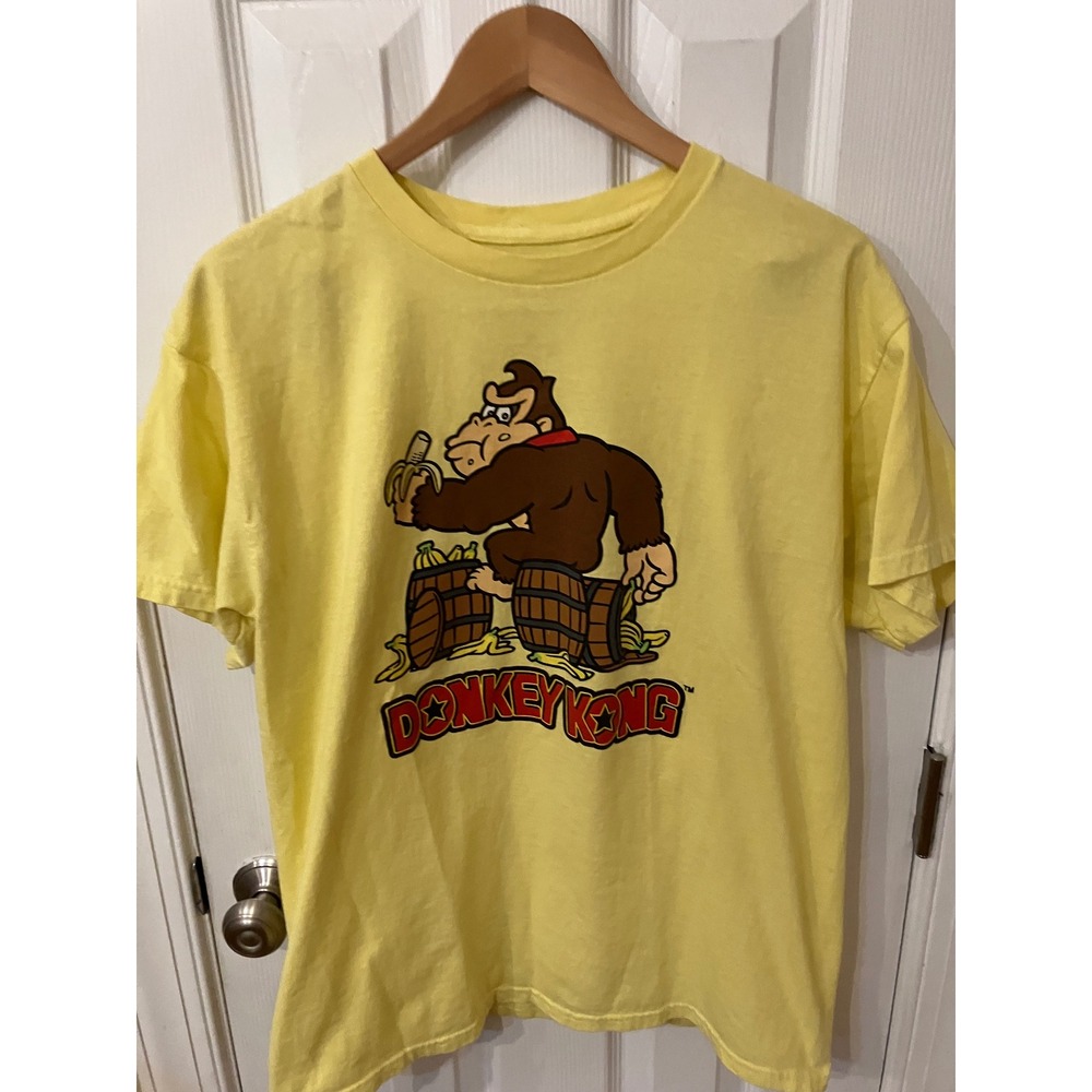 Donkey Kong Graphic T Shirt Nintendo Gaming Cartoon Yellow Tee L